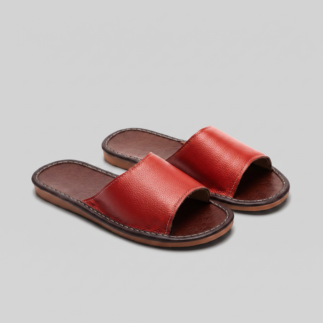 Men's Textured Leather Open-Toe Slide Sandal