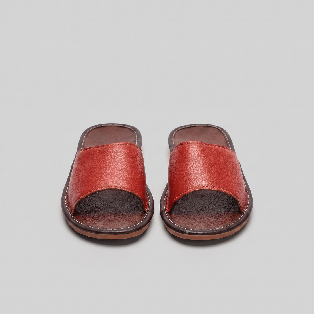 Men's Textured Leather Open-Toe Slide Sandal