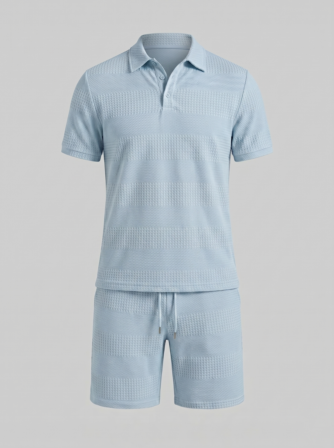 Men's Textured Polo and Shorts Set