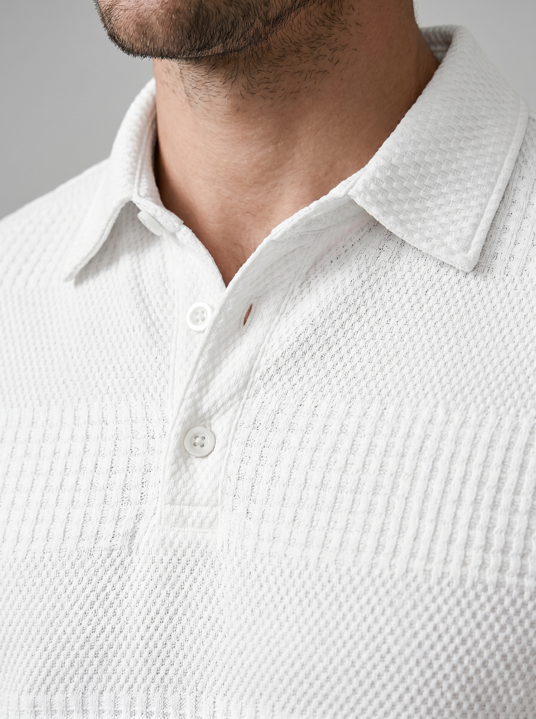 Men's Textured Polo and Shorts Set