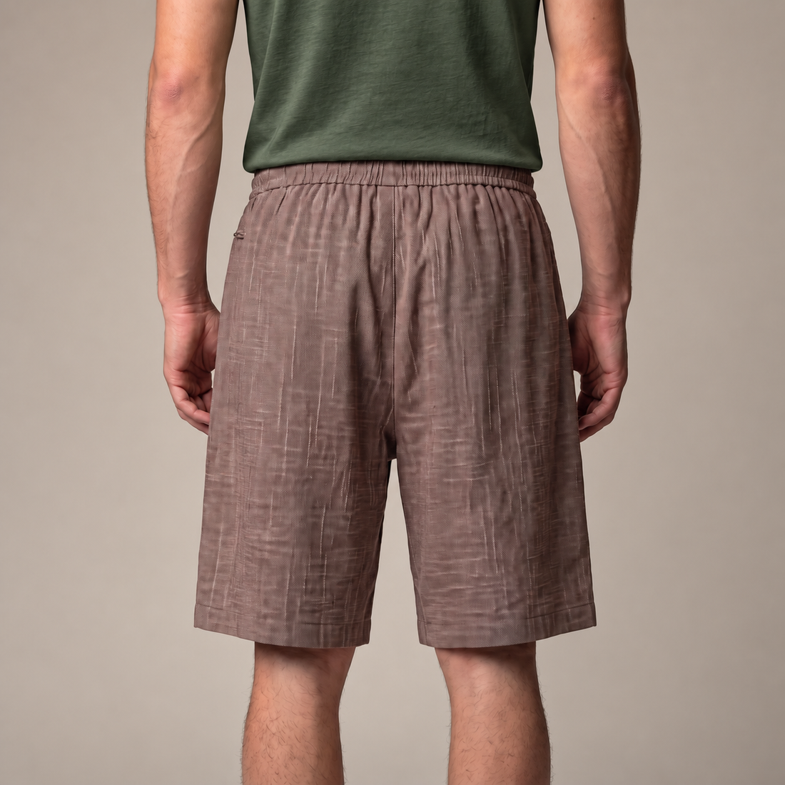 Men's Textured Polyester Drawstring Shorts