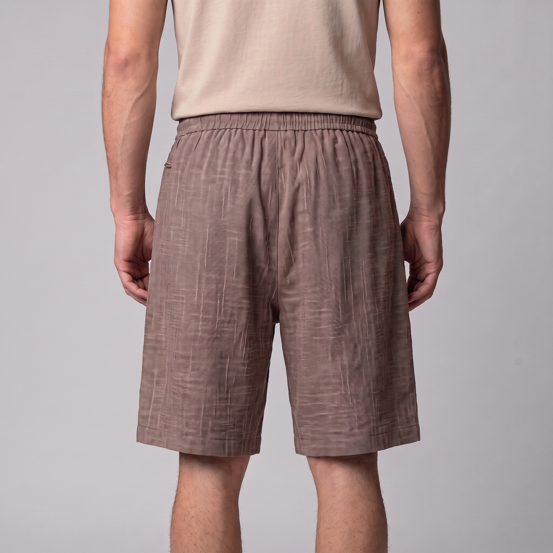 Men's Textured Polyester Drawstring Shorts