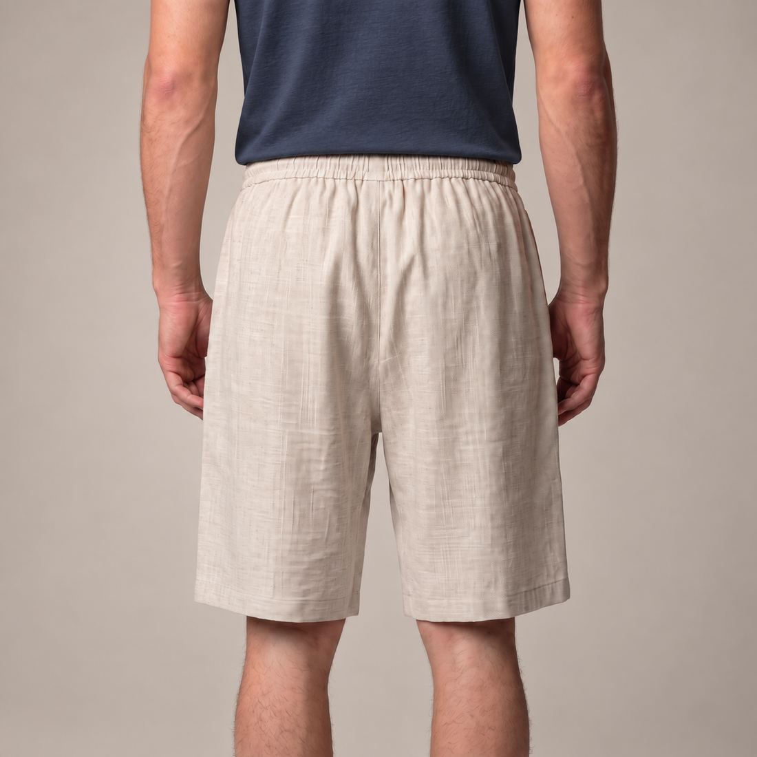 Men's Textured Polyester Drawstring Shorts