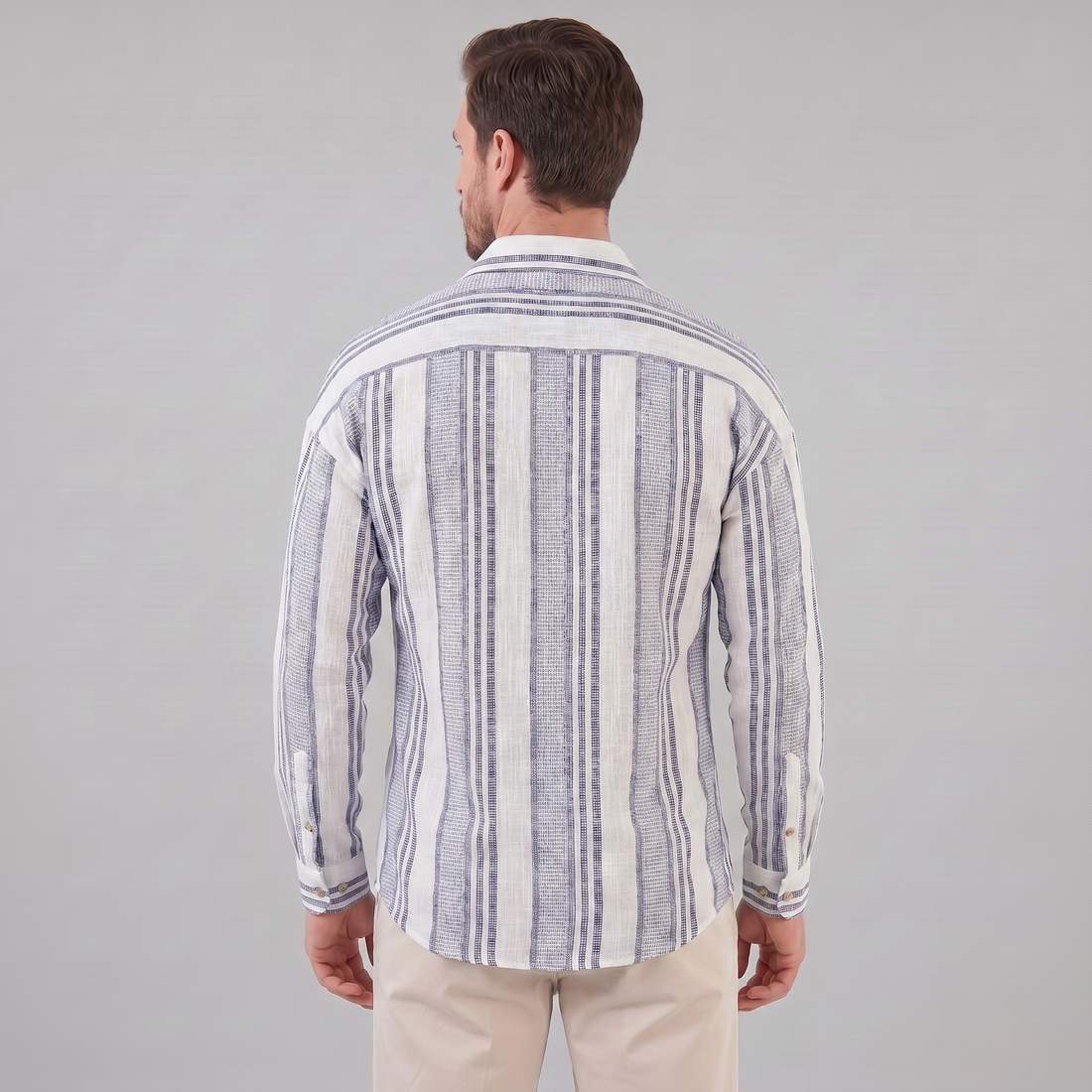 Men's Textured Stripe Button-Up Summer Shirt