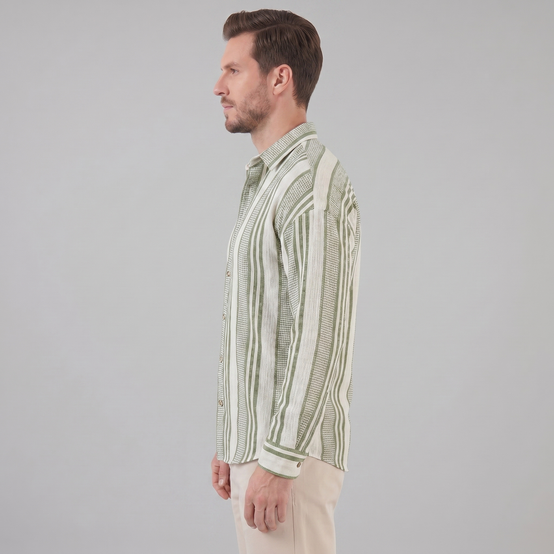 Men's Textured Stripe Button-Up Summer Shirt