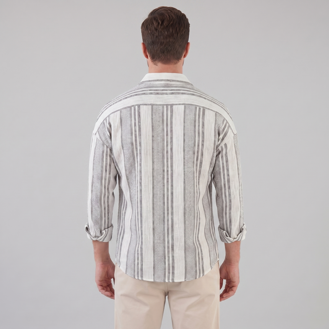 Men's Textured Stripe Button-Up Summer Shirt