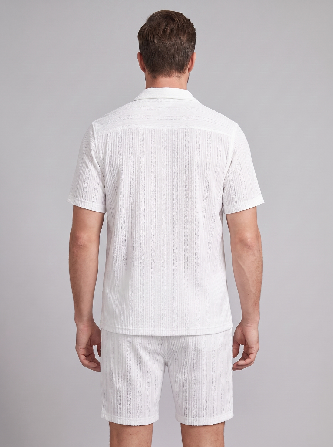 Men's Textured Stripe Short Sleeve Co-Ord Set