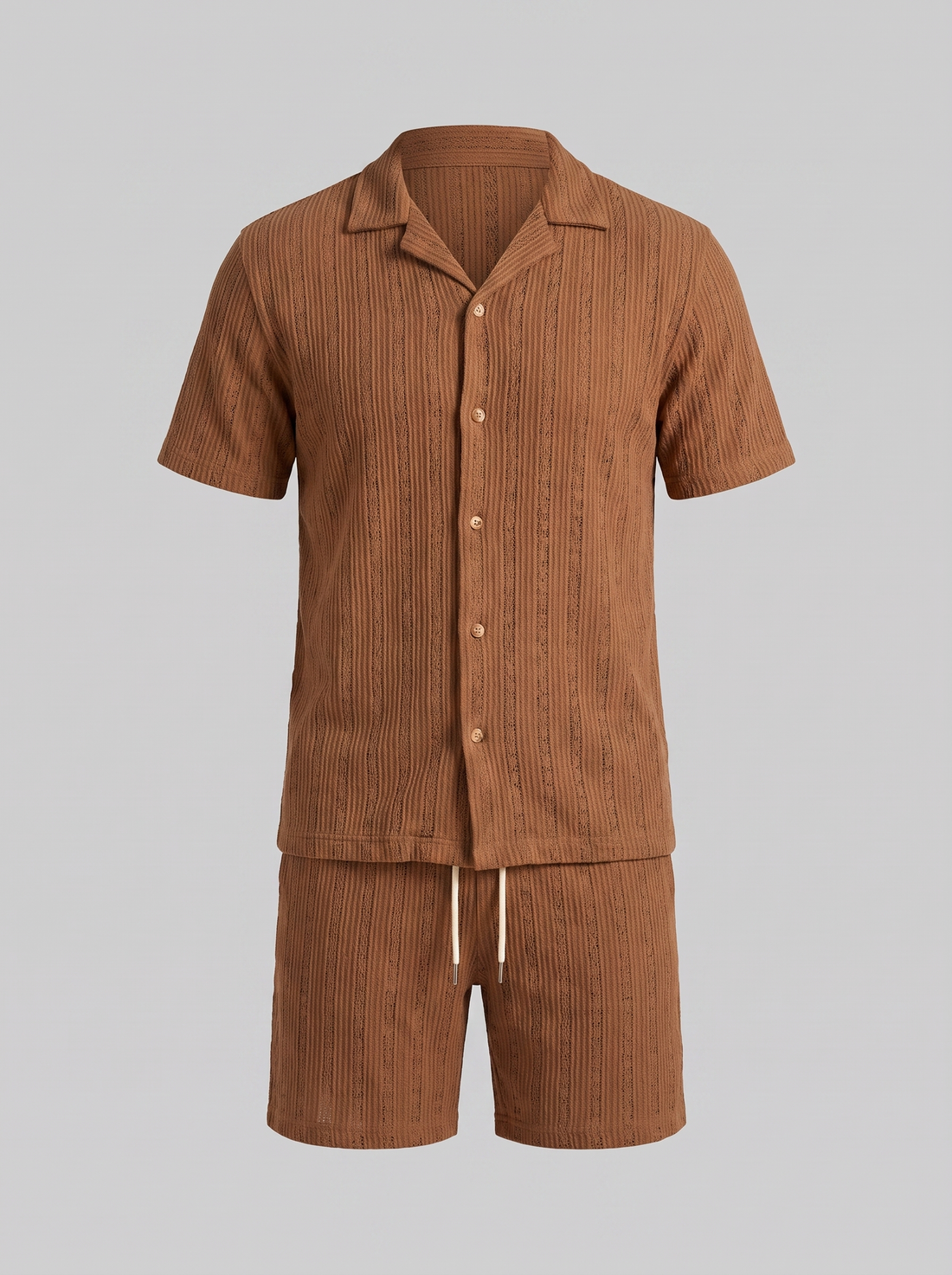 Men's Textured Stripe Short Sleeve Co-Ord Set