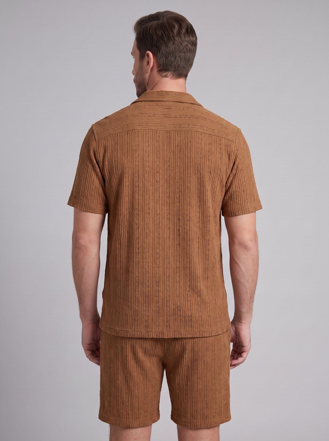 Men's Textured Stripe Short Sleeve Co-Ord Set