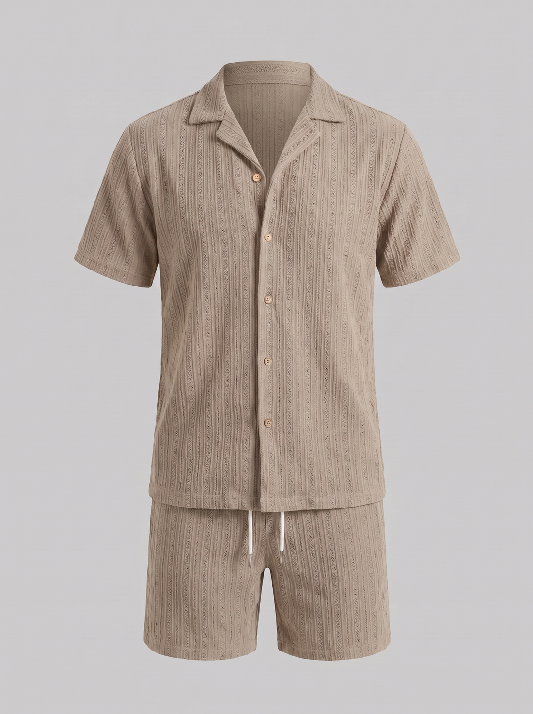Men's Textured Stripe Short Sleeve Co-Ord Set