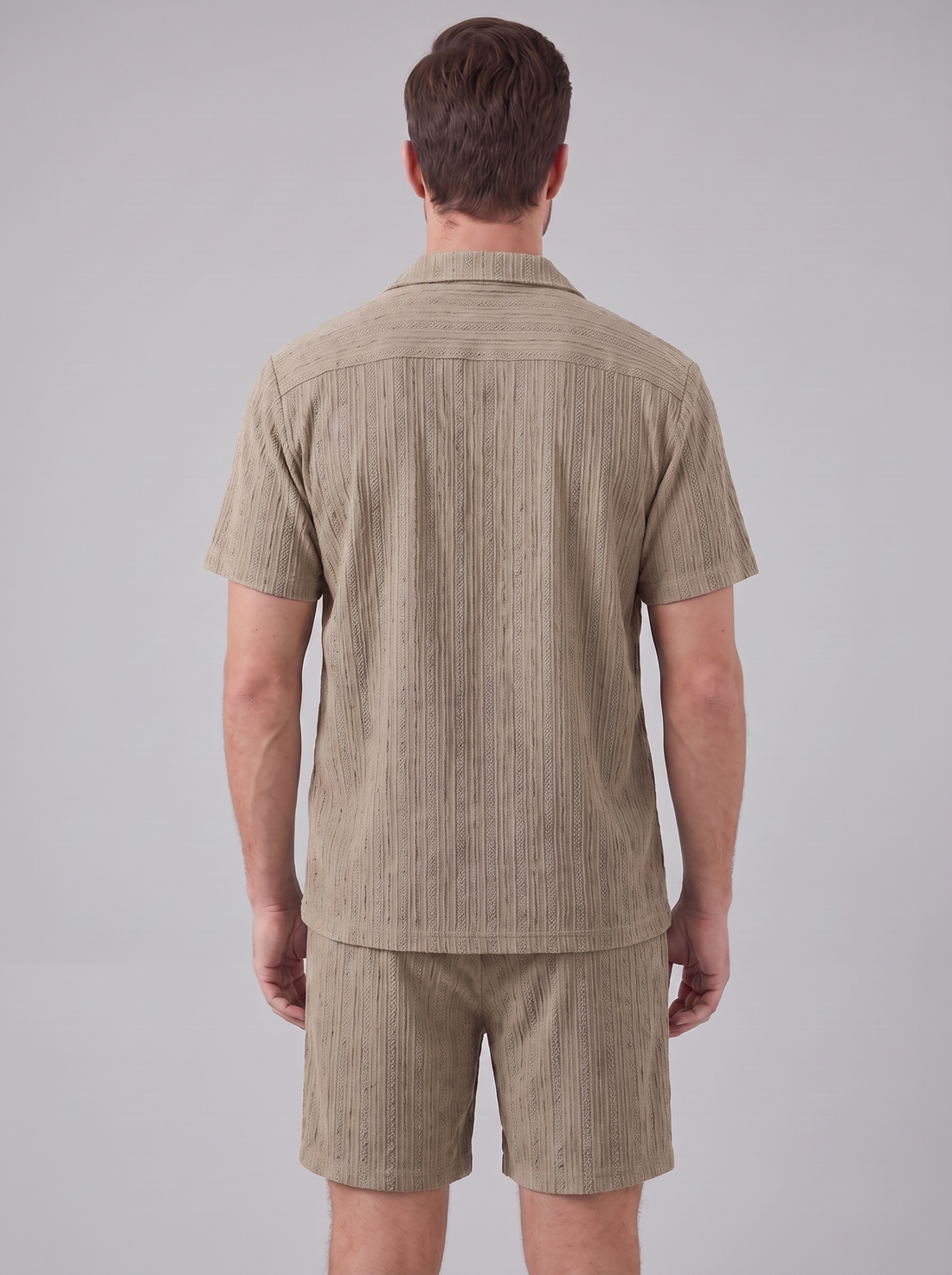 Men's Textured Stripe Short Sleeve Co-Ord Set