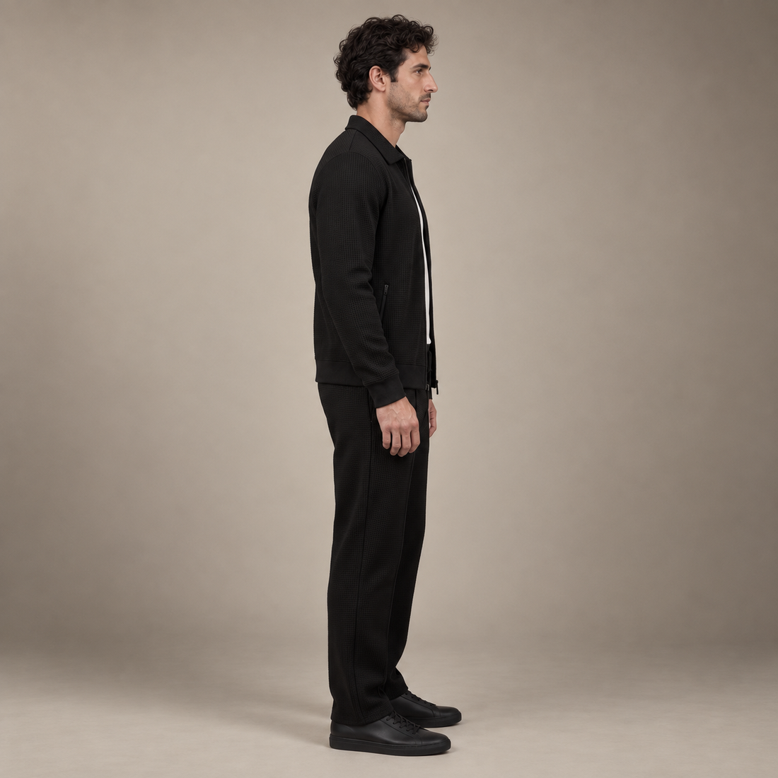 Men's Textured Zip Jacket Trouser Set
