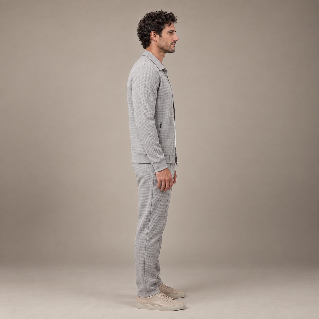 Men's Textured Zip Jacket Trouser Set