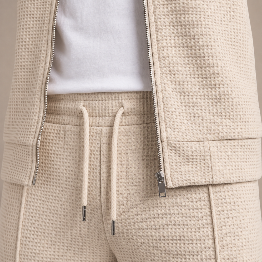 Men's Textured Zip Jacket Trouser Set