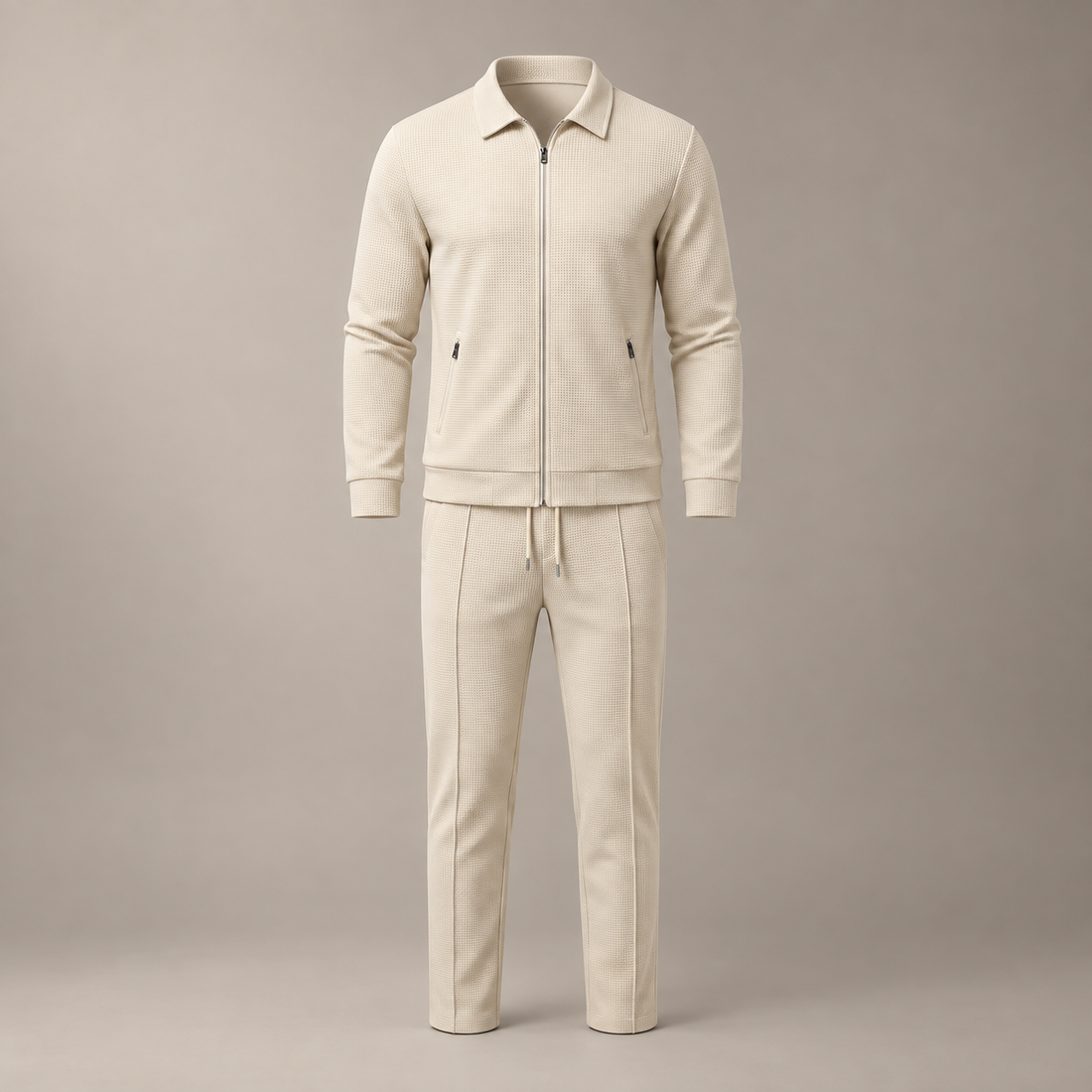 Men's Textured Zip Jacket Trouser Set