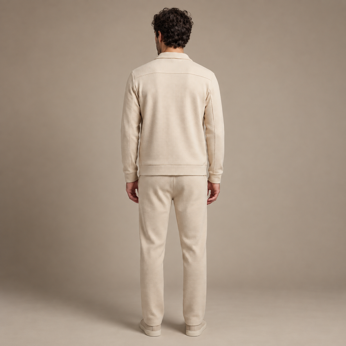 Men's Textured Zip Jacket Trouser Set