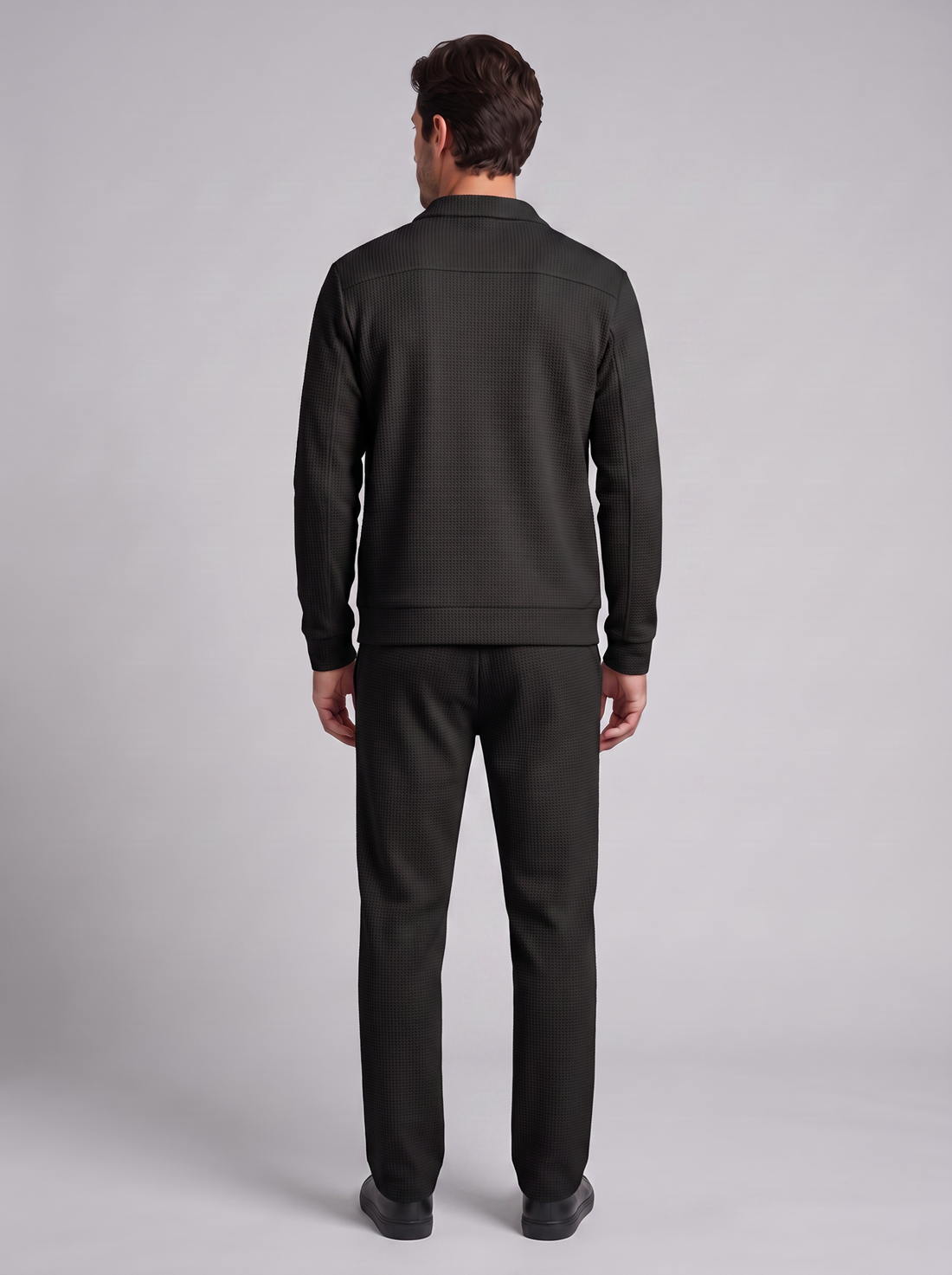 Men's Textured Zip Jacket Trouser Set