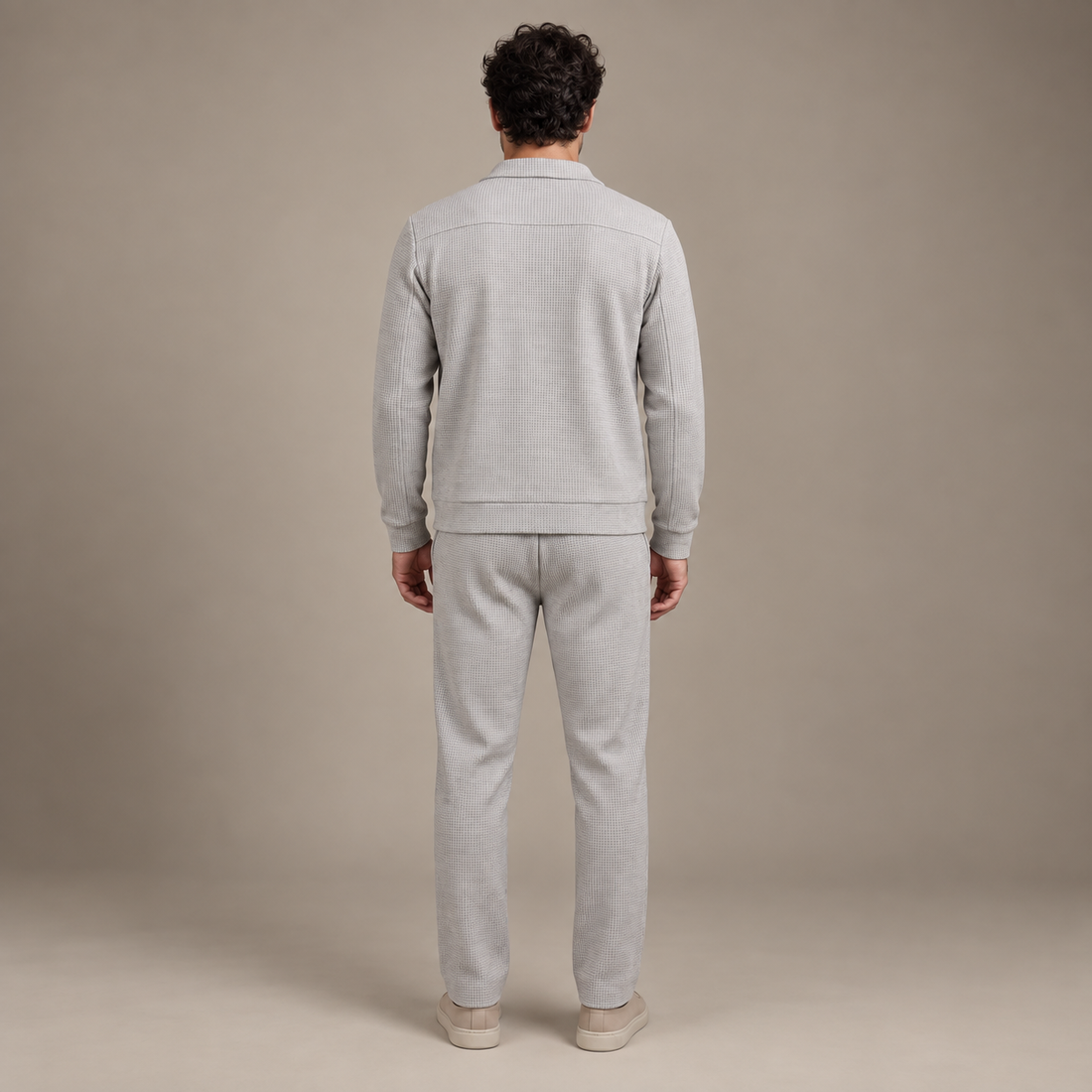 Men's Textured Zip Jacket Trouser Set