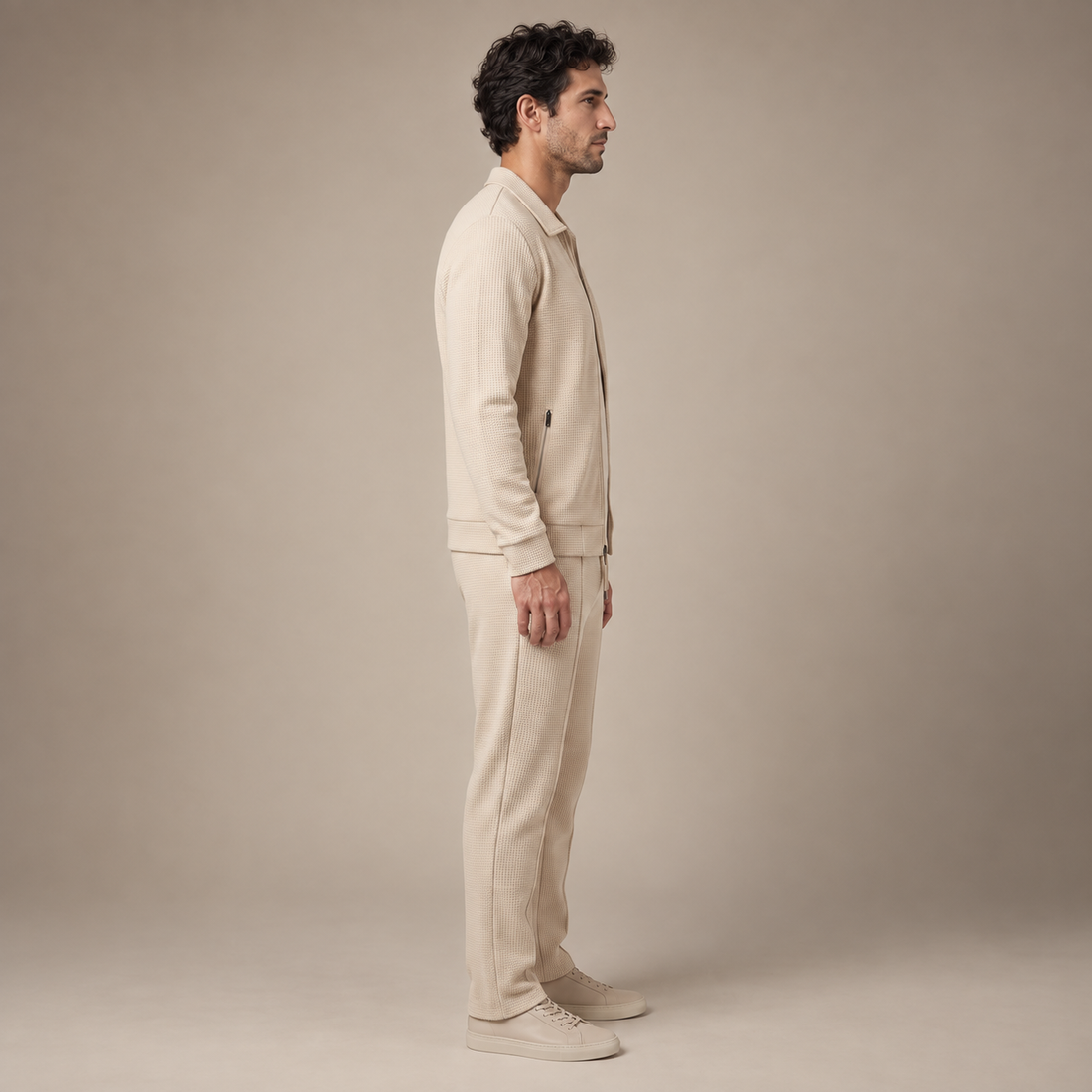 Men's Textured Zip Jacket Trouser Set