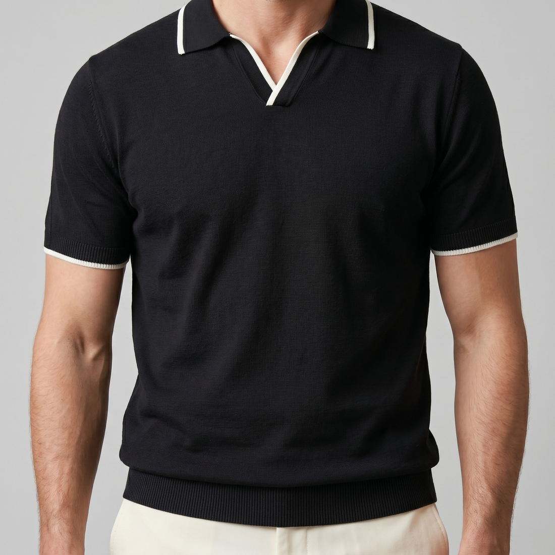 Men's Tipped Open-Collar Knit Polo