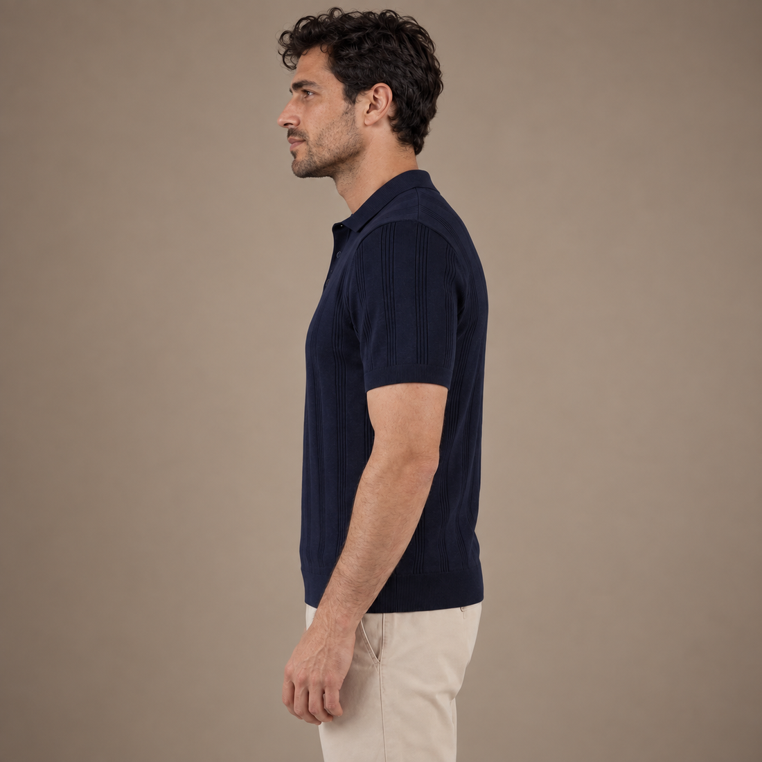 Men's Vertical Stripe Knit Polo