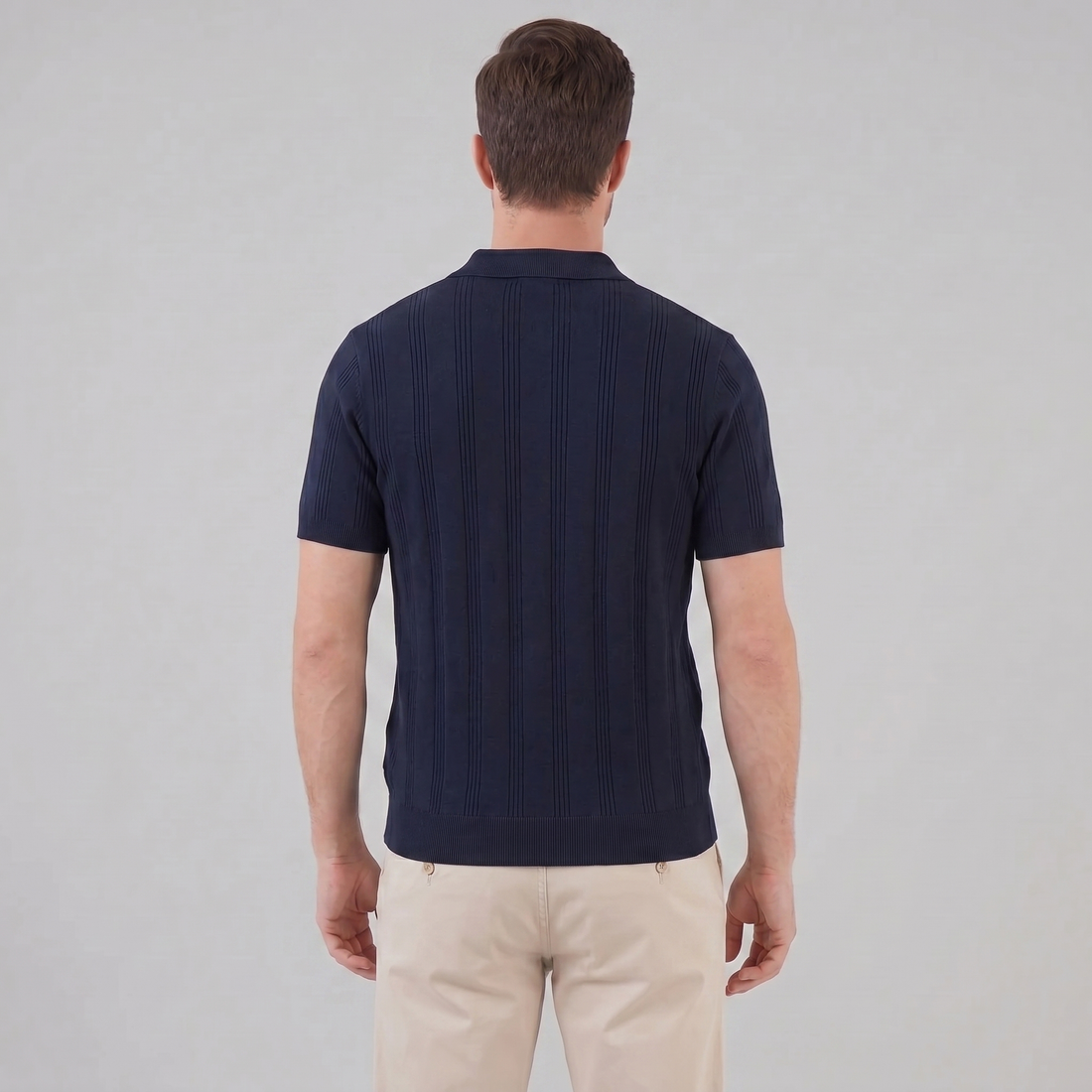 Men's Vertical Stripe Knit Polo