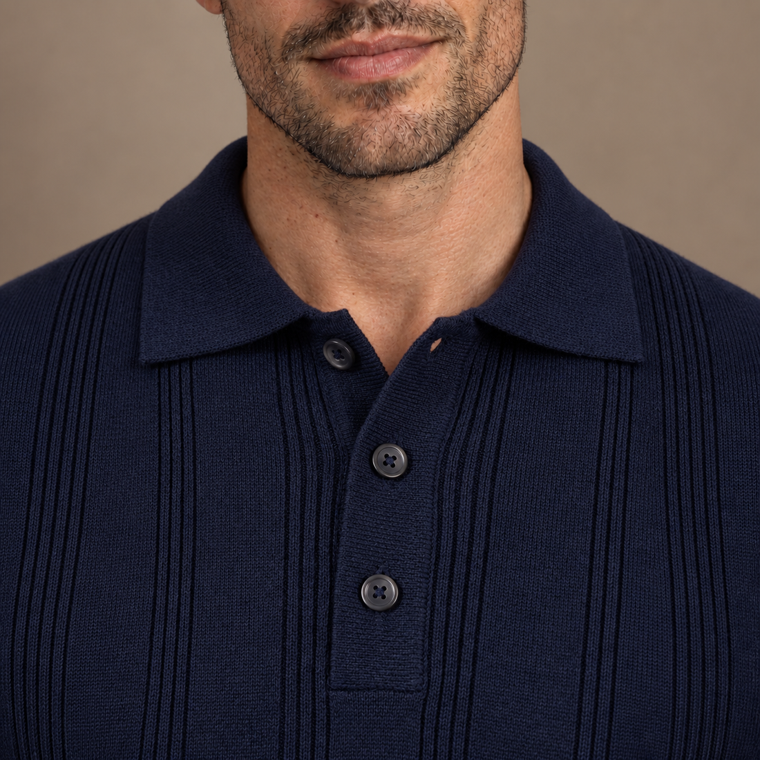 Men's Vertical Stripe Knit Polo