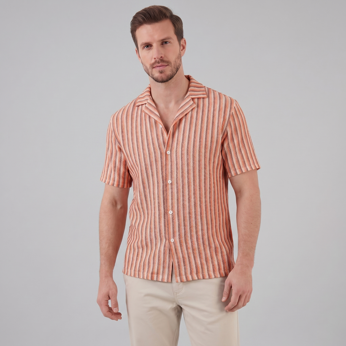 Men's Vertical Stripe Knit Resort Shirt