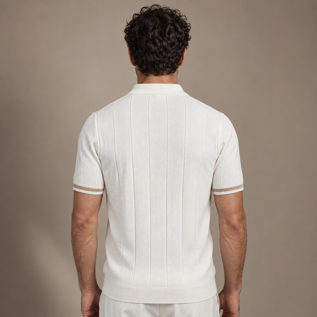Men's Vertical Stripe Zip-Neck Polo