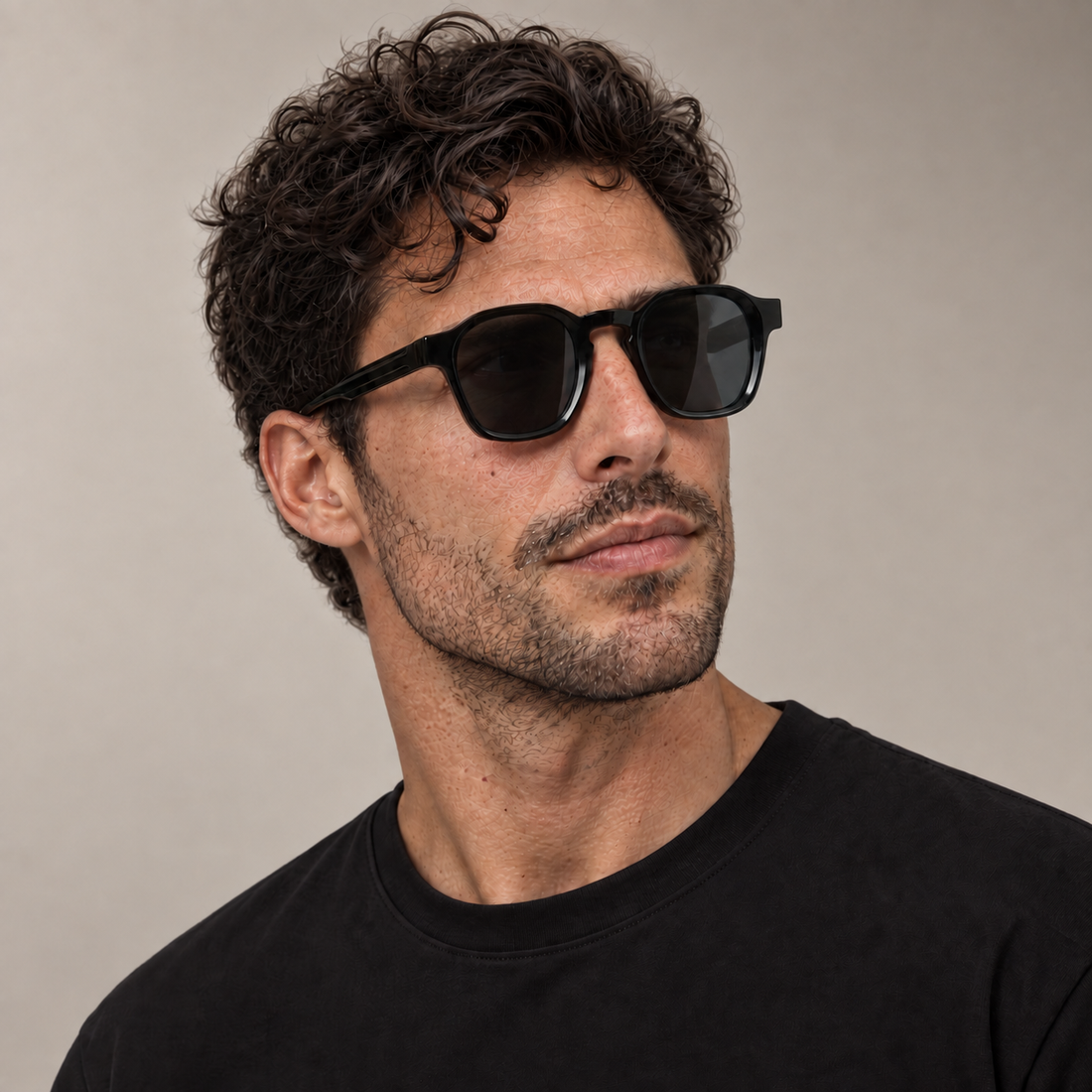 Men's Vintage Square Sunglasses with Dark Lenses