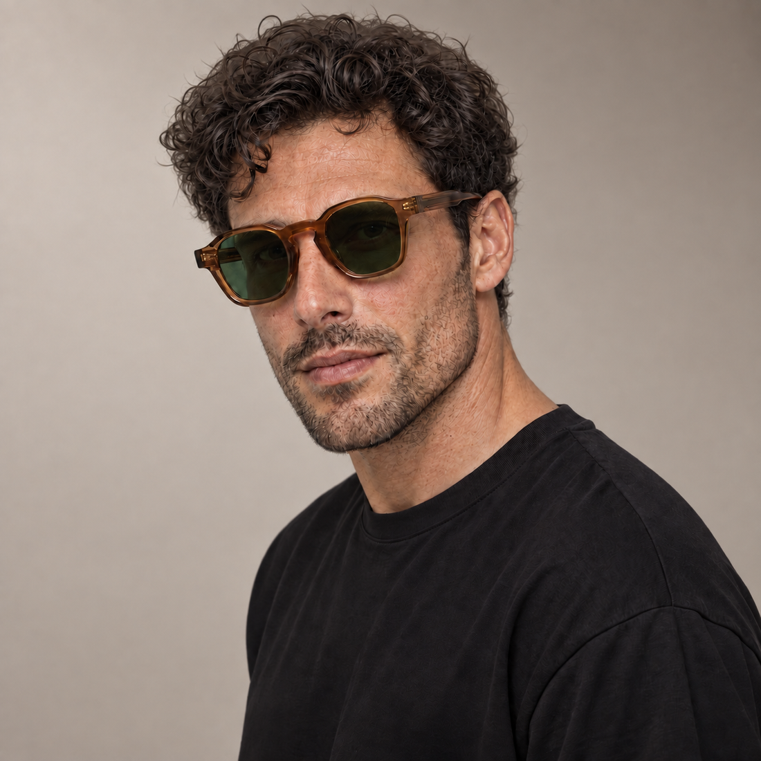Men's Vintage Square Sunglasses with Dark Lenses