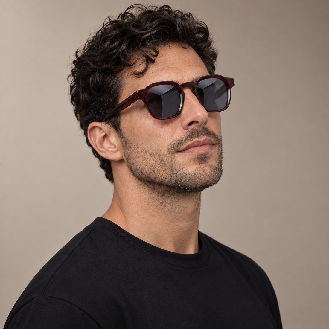Men's Vintage Square Sunglasses with Dark Lenses