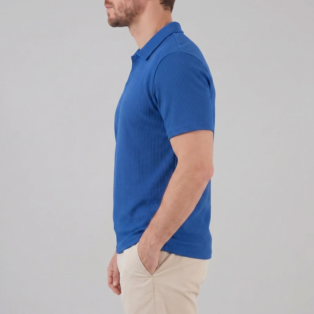 Men's Waffle Knit Open Collar Polo