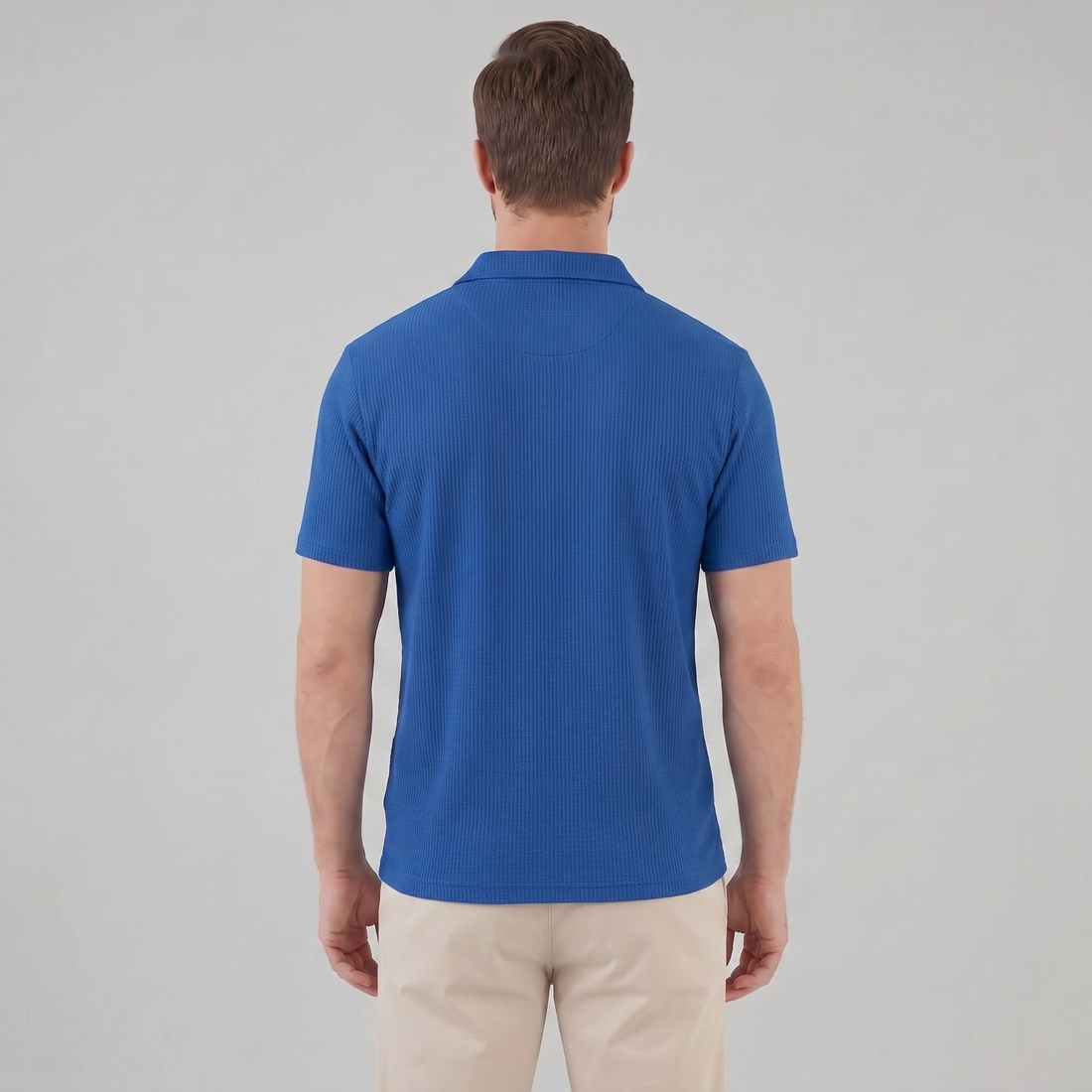 Men's Waffle Knit Open Collar Polo