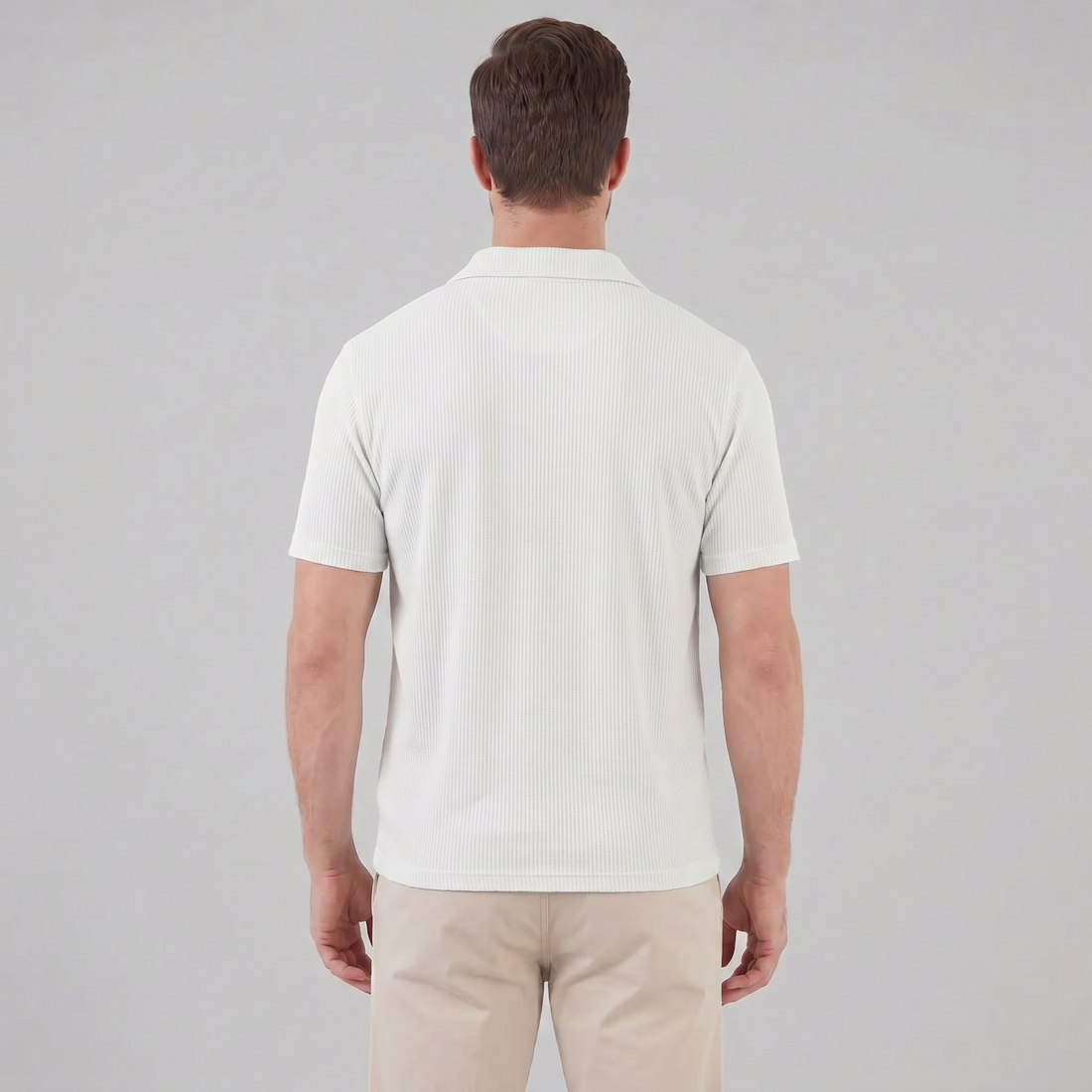 Men's Waffle Knit Open Collar Polo