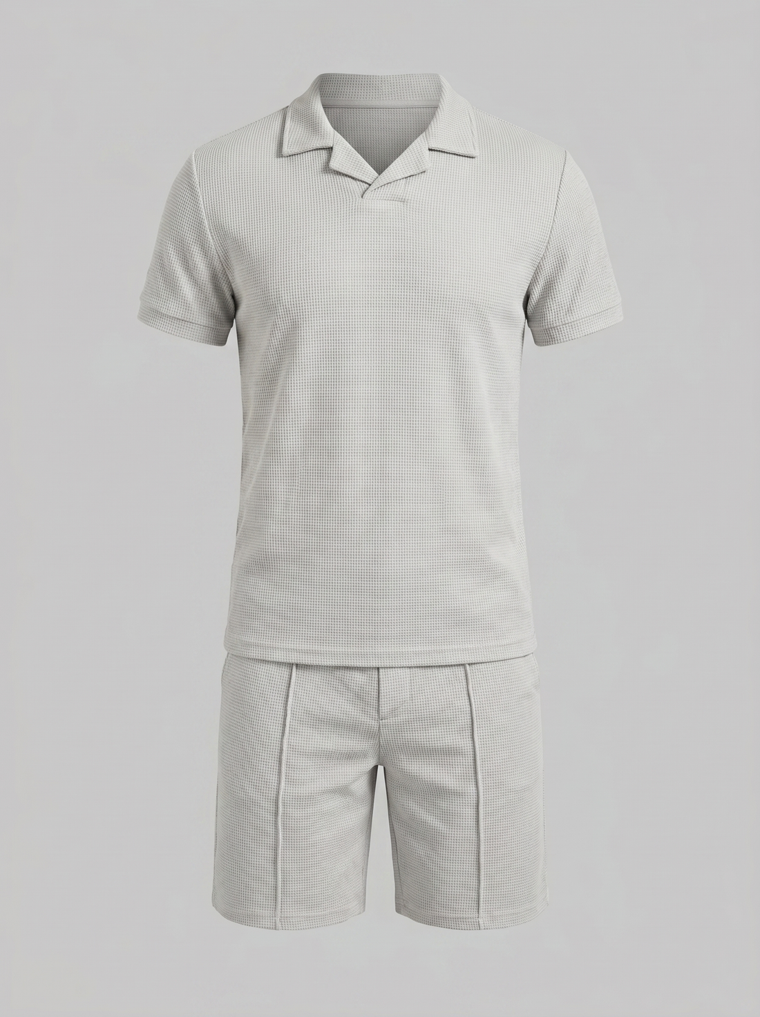 Men's Waffle Knit Polo and Shorts Set