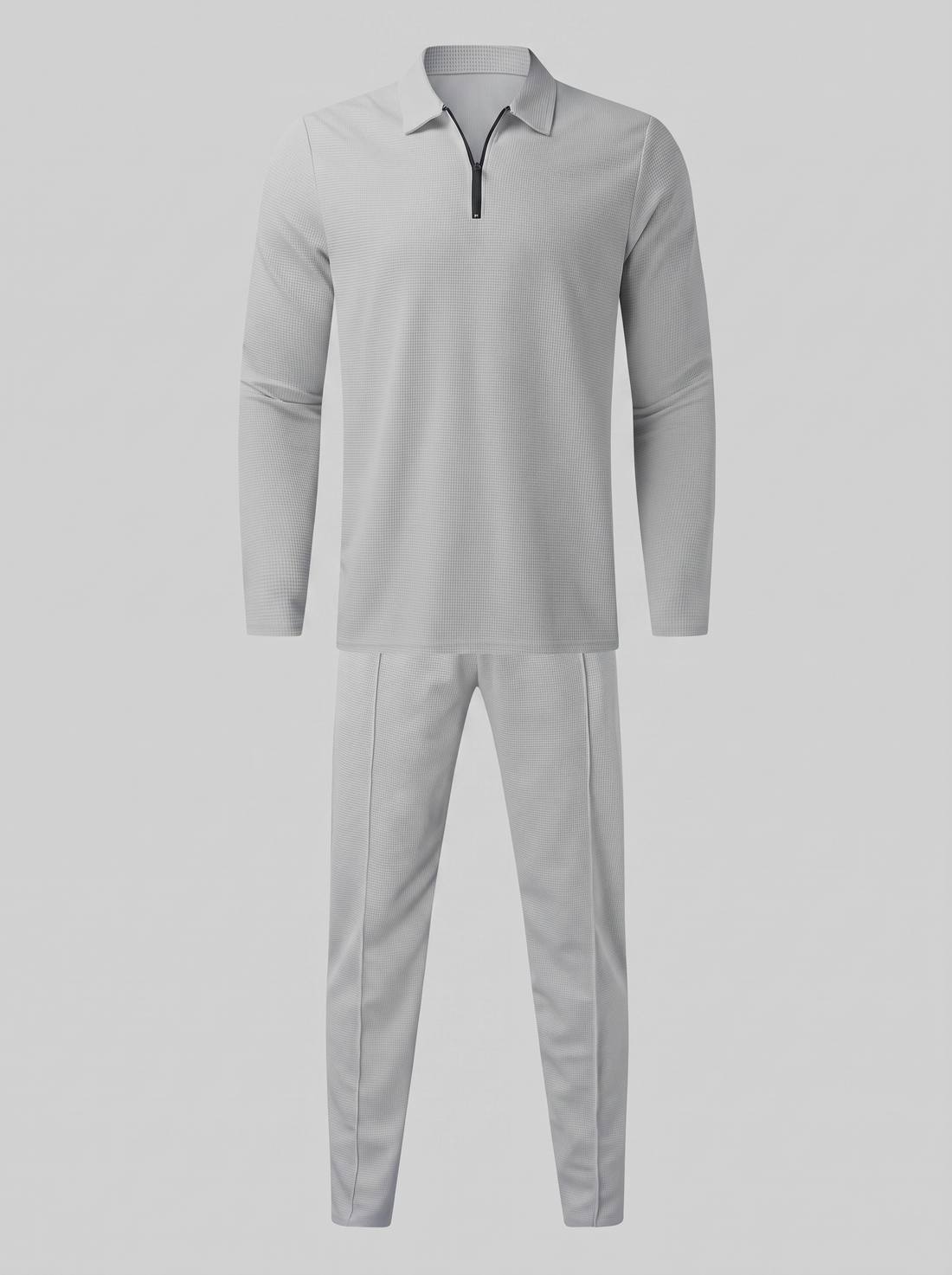 Men's Waffle Knit Quarter-Zip Tracksuit Set