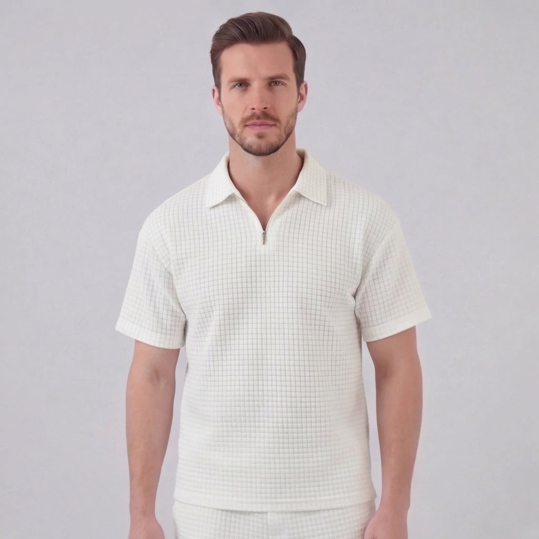 Men's Waffle Knit Short Outfit Summer Set