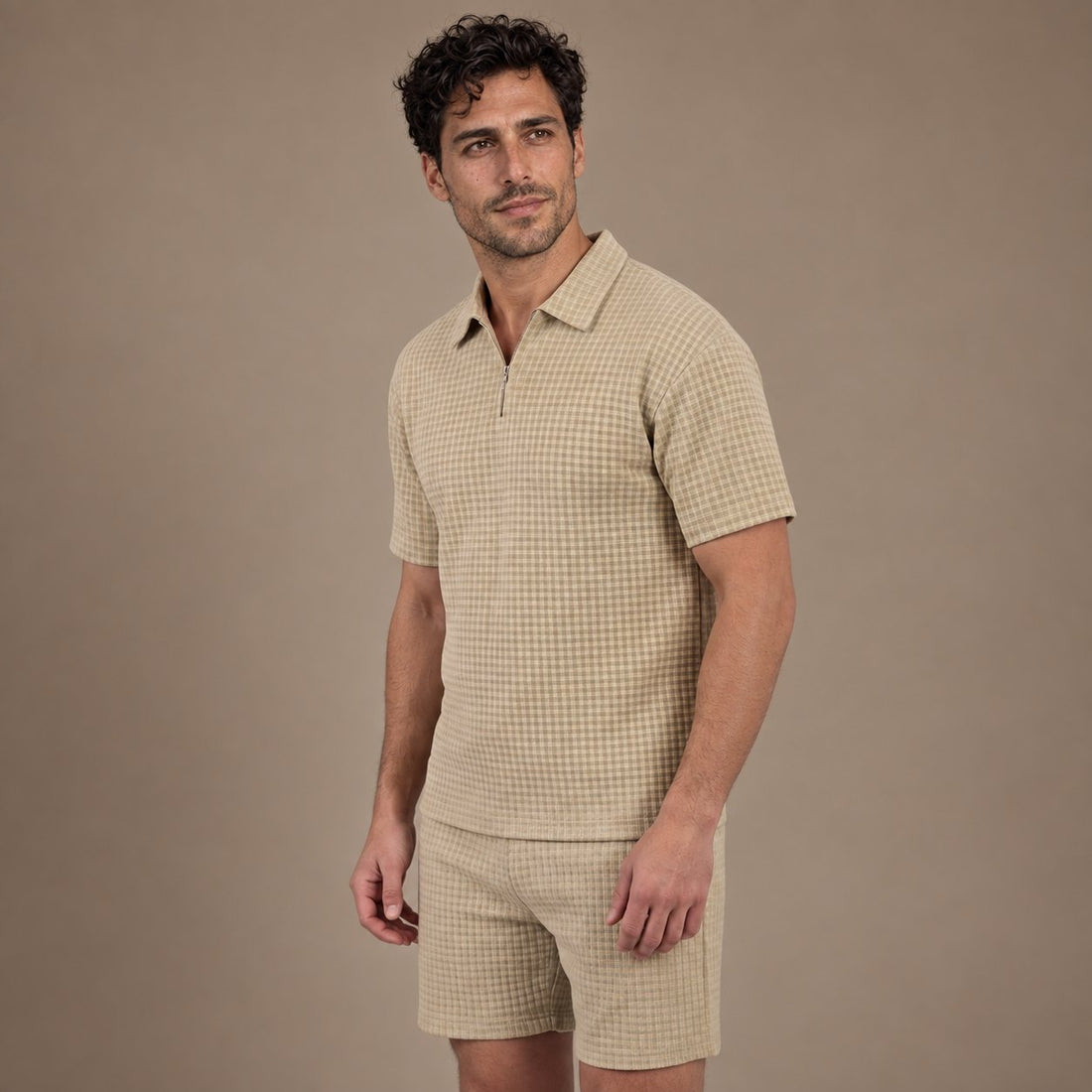 Men's Waffle Knit Short Outfit Summer Set