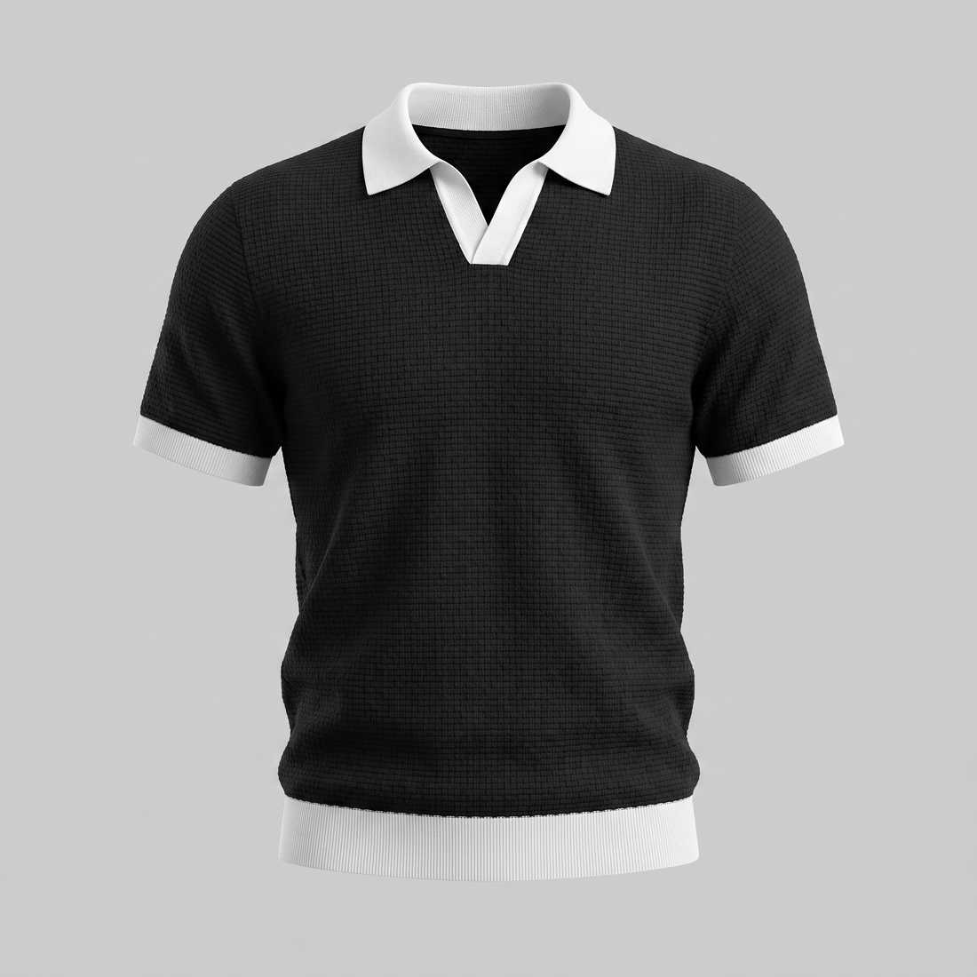 Men's Weave Contrast Trim Polo Shirt