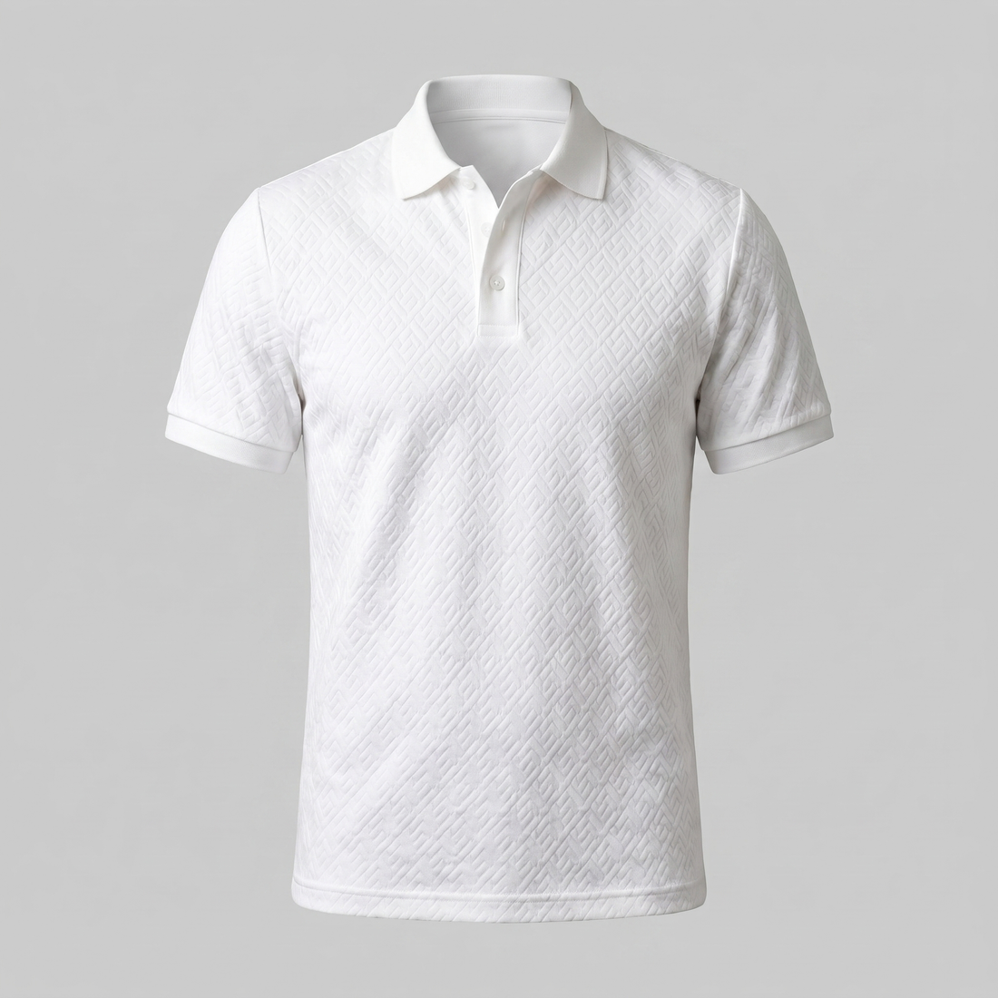 Men's White Textured Polo Shirt