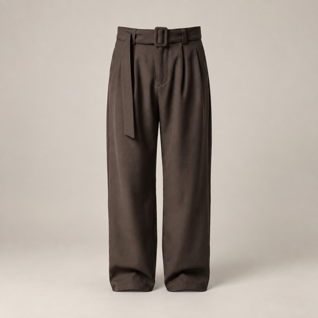 Men's Wide-Leg Belted Tailored Trousers