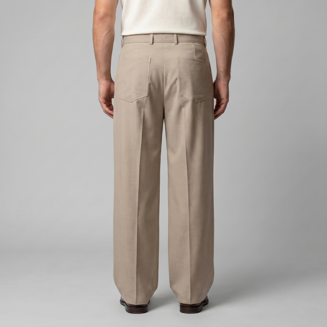 Men's Wide-Leg Belted Tailored Trousers