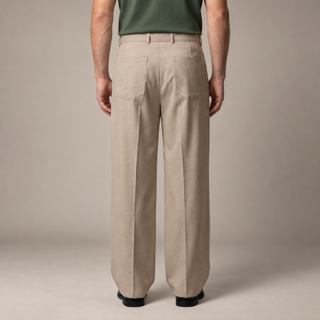 Men's Wide-Leg Belted Tailored Trousers