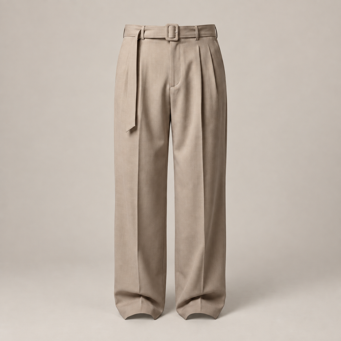 Men's Wide-Leg Belted Tailored Trousers
