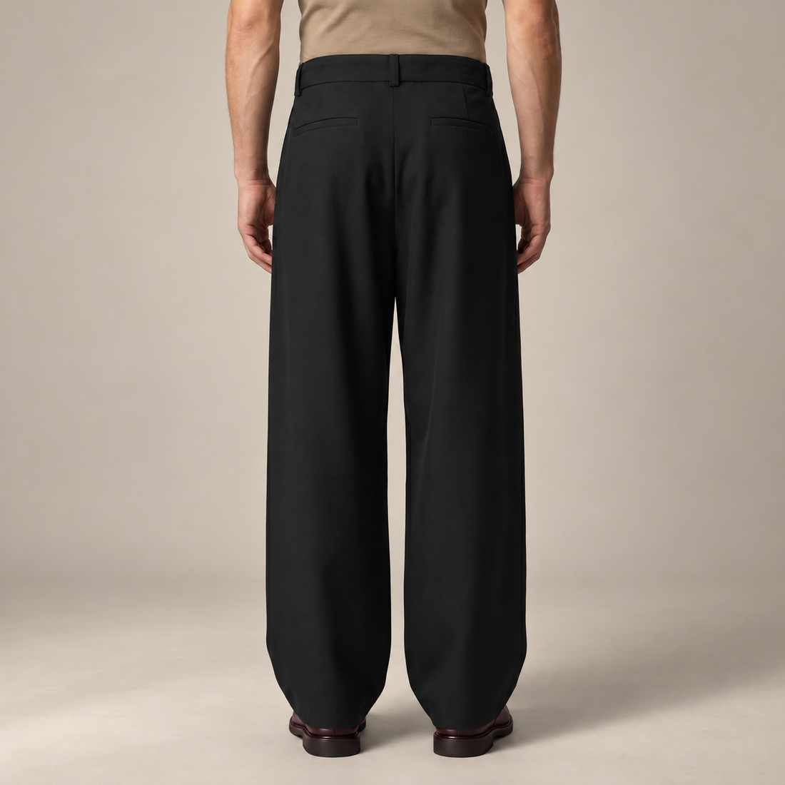Men's Wide-Leg Belted Tailored Trousers