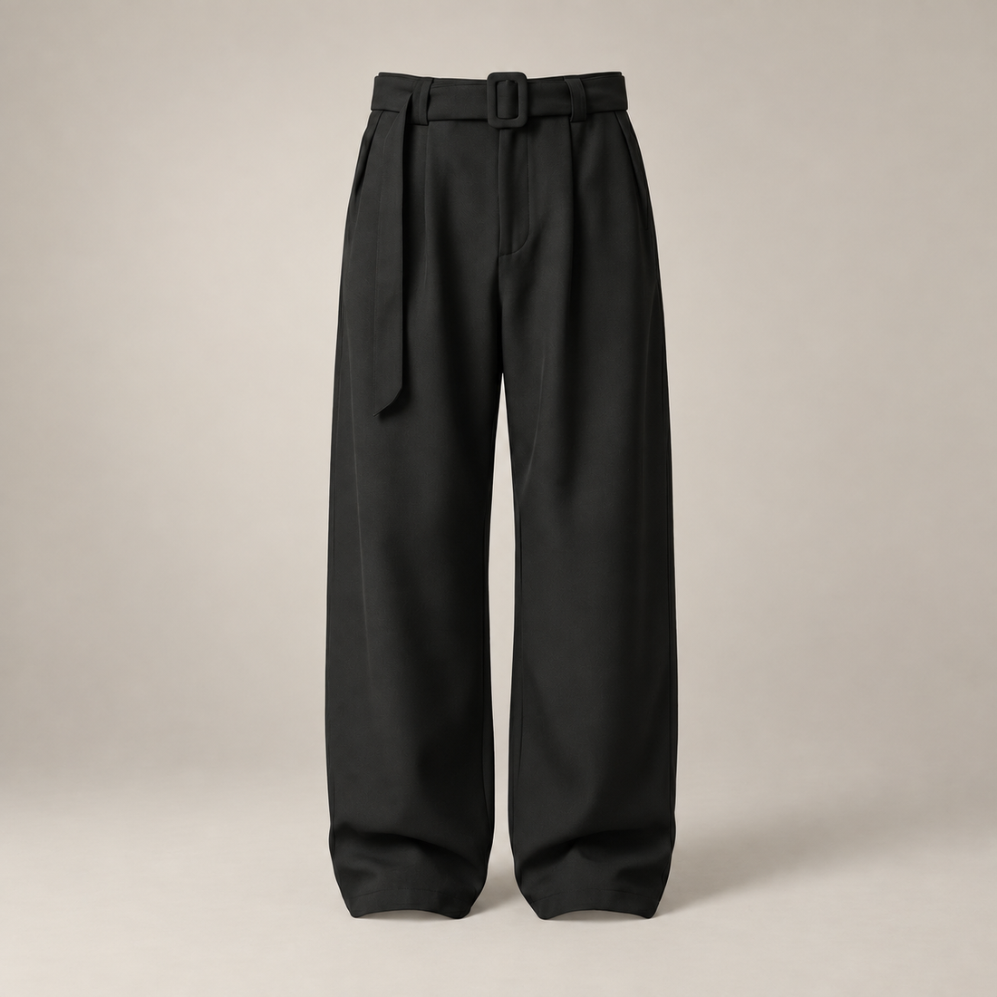 Men's Wide-Leg Belted Tailored Trousers