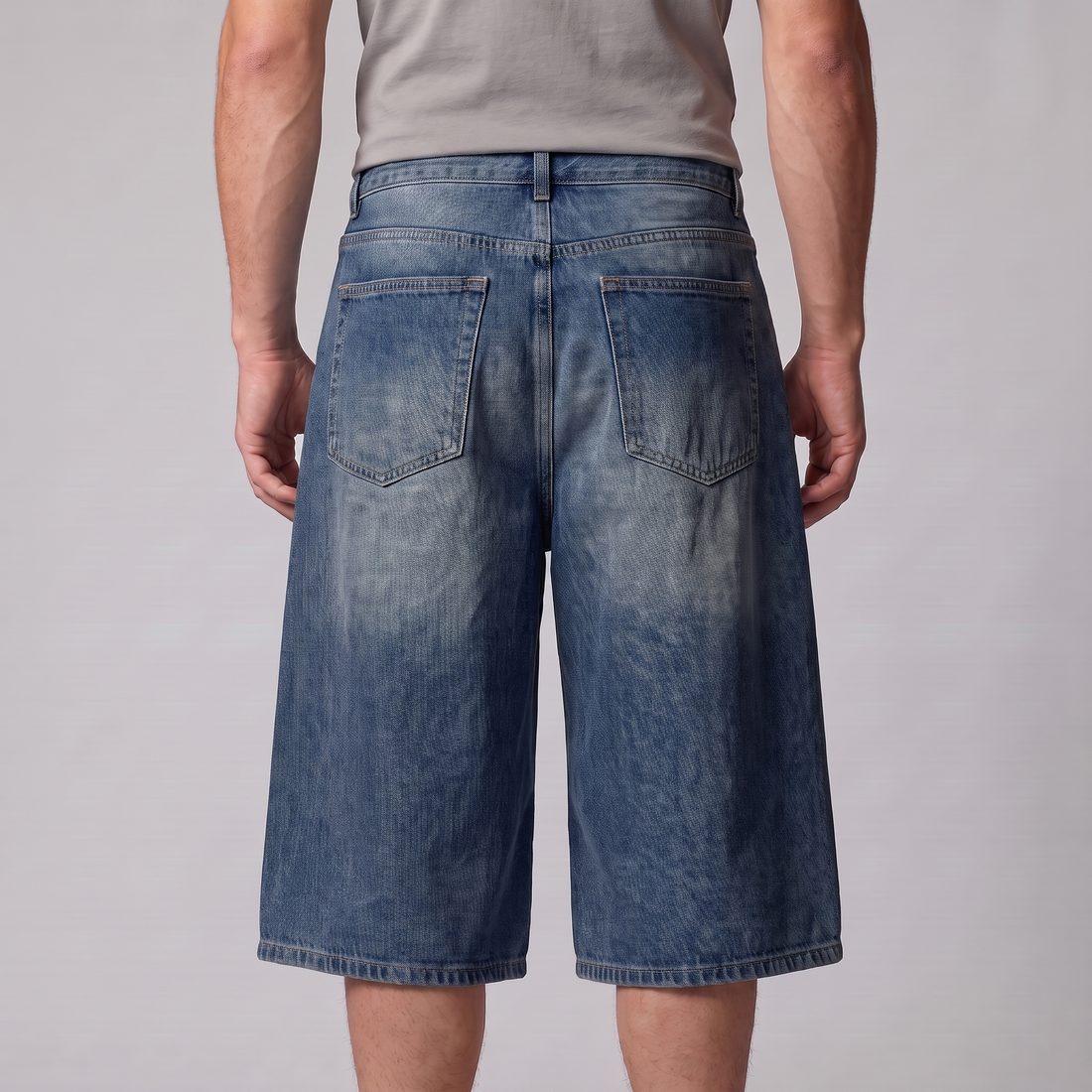 Men's Wide Leg Denim Shorts