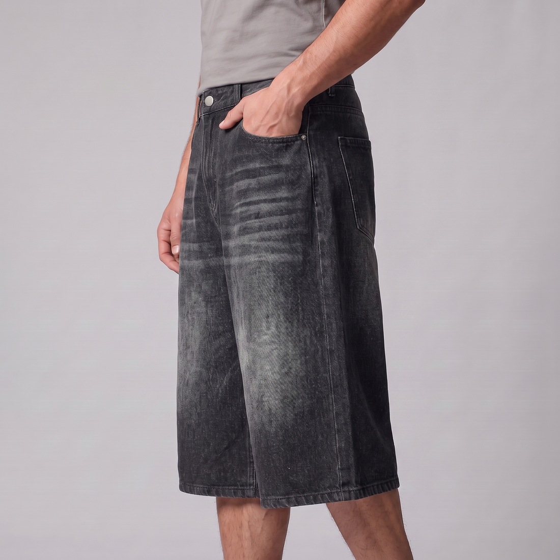 Men's Wide Leg Denim Shorts