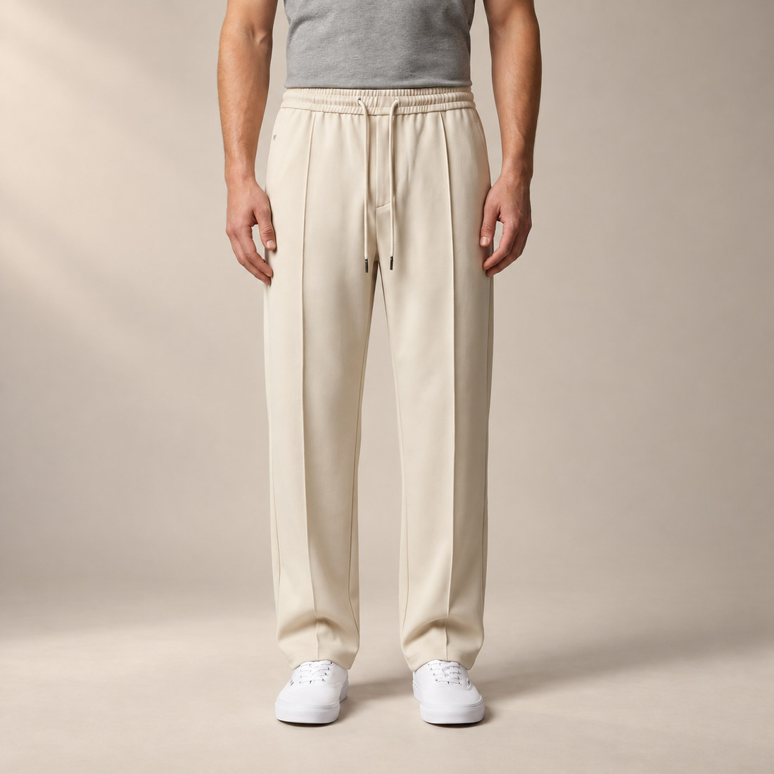 Men's Wide Leg Trousers with Drawstring